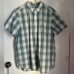 The North Face Men's Teal Plaid Button Down Shirt